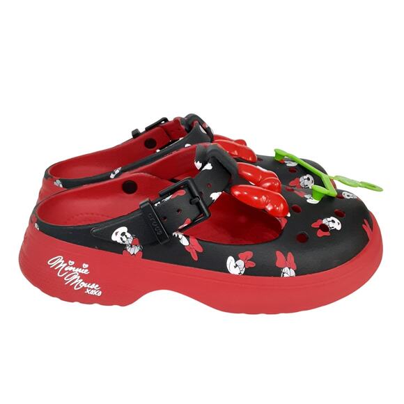 Crocs Disney Minnie Mouse Mary Janes Red Womens 7 Platform Slip On Chunky NWT - Picture 2 of 9